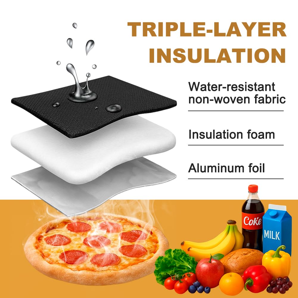 XXXL Insulated Food Delivery Bag - Reusable Thermal Cooler Grocery Bags for Catering & Delivery, Pizza Carrier for Events, Large Capacity Bag Keeps Food Hot/Cold for Shopping, Commercial (Gray, 1PK)